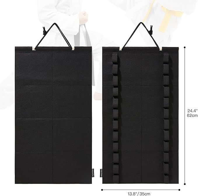 Martial Arts Belts Organizer, Hanging Karate Belt Display Holds 12 Karate Belts for Martial Arts Learners(No Accessories Included)
