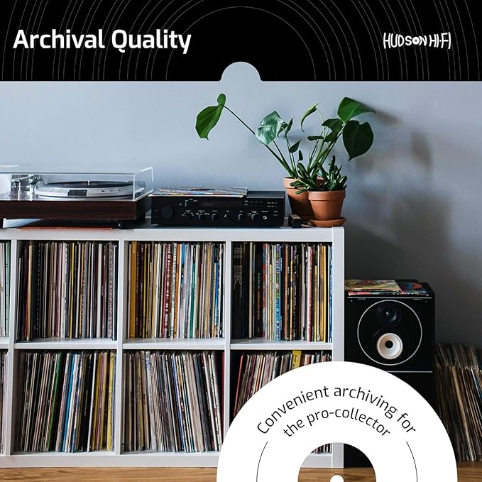 Hudson Hi-Fi Anti-Static Vinyl Record Sleeves - Durable Clear Disc Sleeves- Protect Your LP Albums from Scratches, Dust & Dirt - Acid-Free Rice Paper Disc Covers, 50x Outer Sleeves