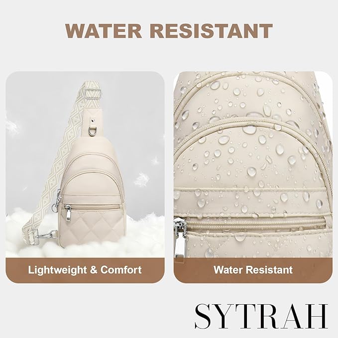 Sling Bag for Women, Anti-Theft RFID Crossbody Bag Nylon Sling Purse for Travel, Puffy Small backpack for Daily Hiking Sports White