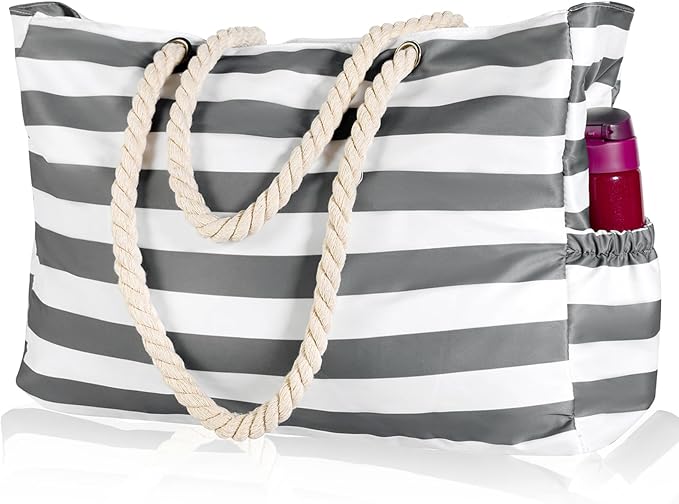 KUAK Beach Bag, Large Beach Bags for Women Waterproof Sandproof Beach Tote Bag with Zipper and Pockets for Pool Family