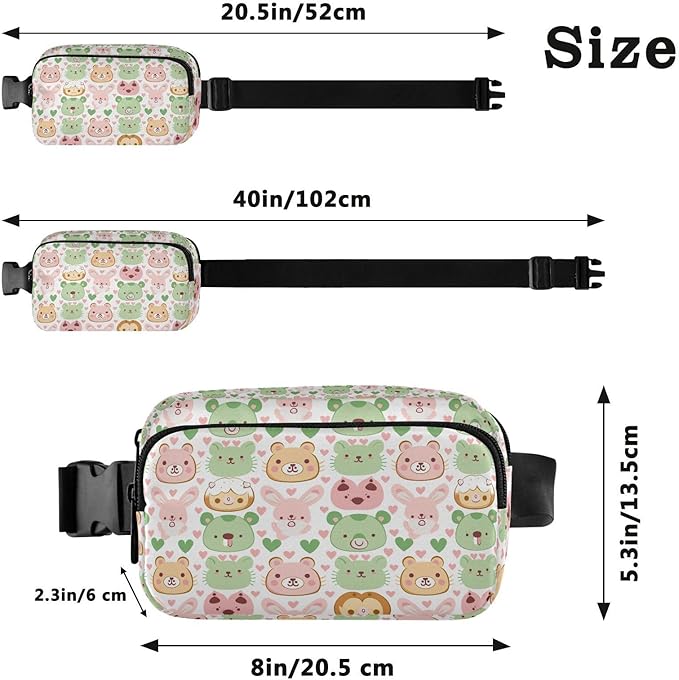 Kawaii Animal Fanny Pack for Women Men Water Resistant Fashion Waist Packs with Adjustable Strap Belt Bag for Travel Workout Jogging Hiking 21219448