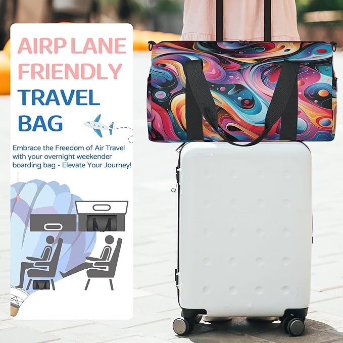 Abstract Liquid Travel Duffle Bag for Women Men, Overnight Weekender Bag, Carry on Tote for Sport Gym