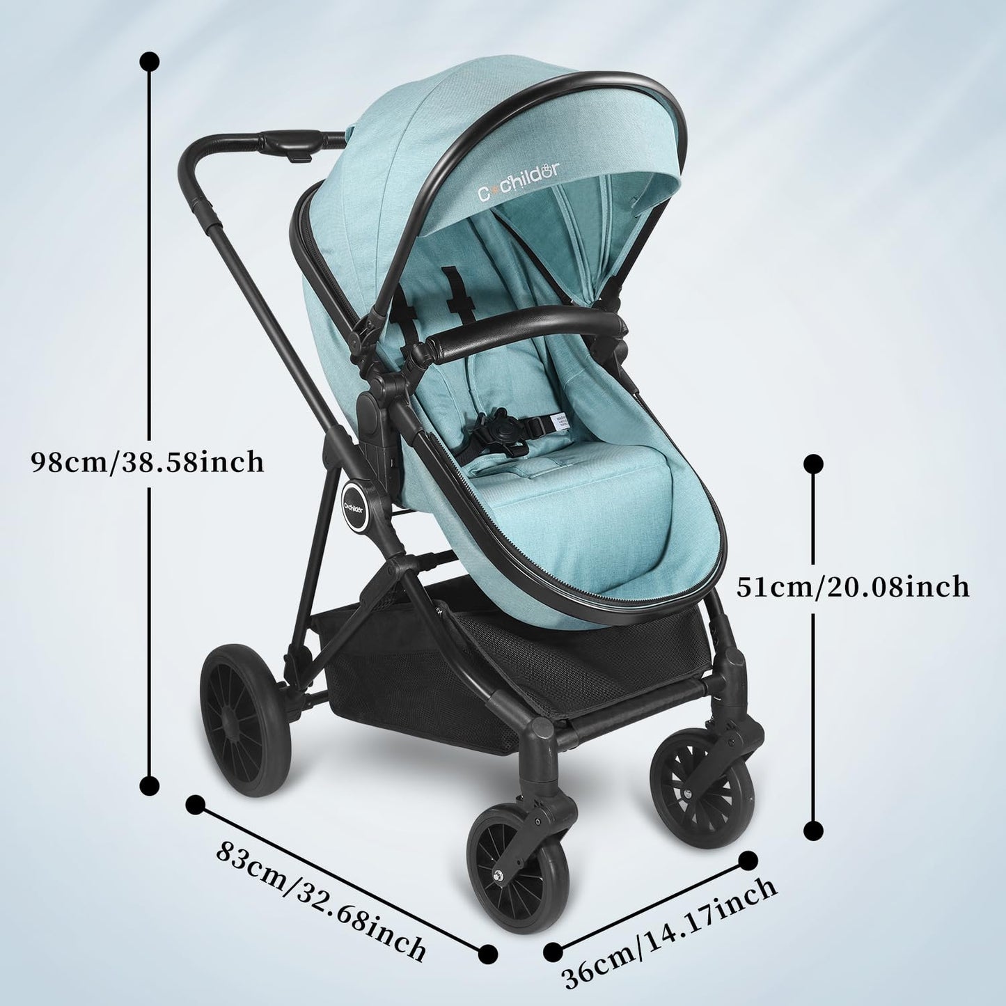 Lite 2.0 Baby Stroller with Newborn Mode, 2-in-1 Foldable Infant Stroller with Reversible Seat and UPF 50+ Canopy