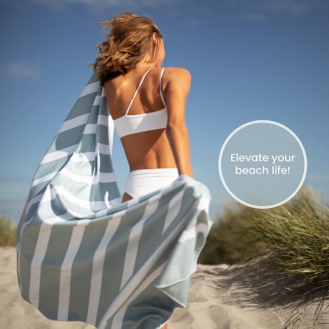 SummerSand Microfiber Beach Towel Extra Large (79 x 39.5 in) - Quick Dry, Sand Free - Compact and Lightweight for Travel - Recycled Materials - Travel Bag Incl - Oversized Pool Towel – Cloudy Blue