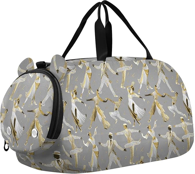 Dancer Gold and Silver Gym Duffel Bag with Shoes Compartment Multifunctional Overnight Bag for Boys and Girls bolsa de viaje para mujer