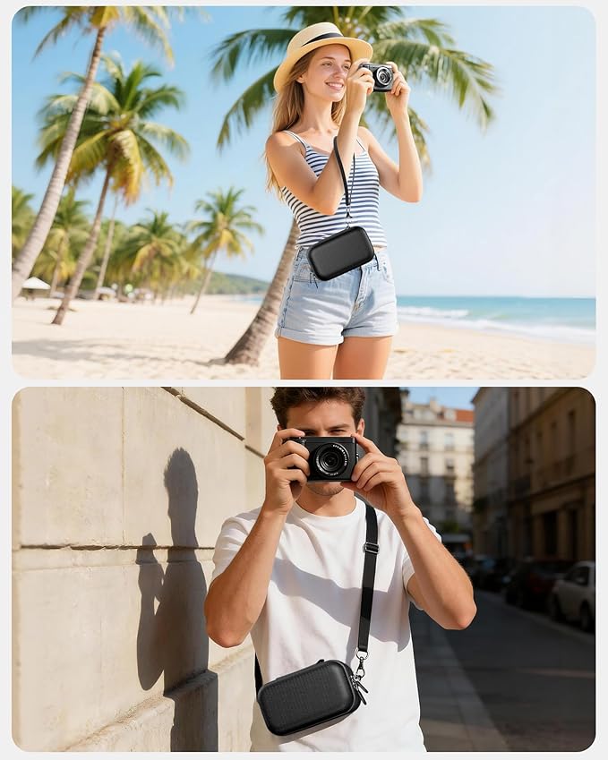 ProCase Hard 4K Digital Camera Case for VJIANGER, JGIPL, Duluvulu, Zostuic, Oiadek, Lecnippy, NIKICAM Camera Accessories, Protective Vlogging Travel Carrying Storage Bag with Shoulder Strap -Black