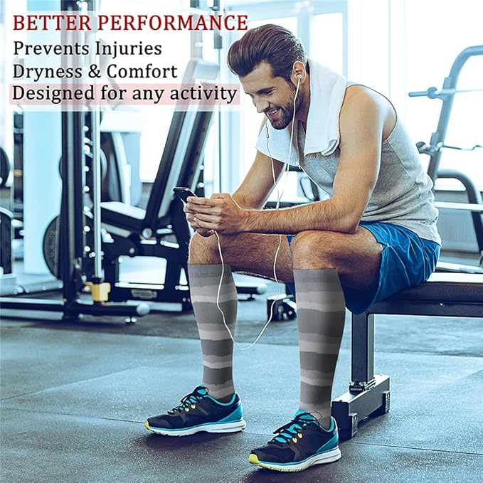 CHARMKING 6 Pairs-Compression Socks for Women & Men Circulation Best Support for Nurses, Running, Athletic,Flight Travel