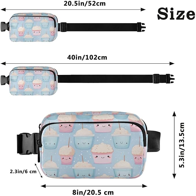 Cute Bubble Tea Fanny Pack for Women Men Water Resistant Fashion Waist Packs with Adjustable Strap Belt Bag for Travel Workout Jogging Hiking 21219749
