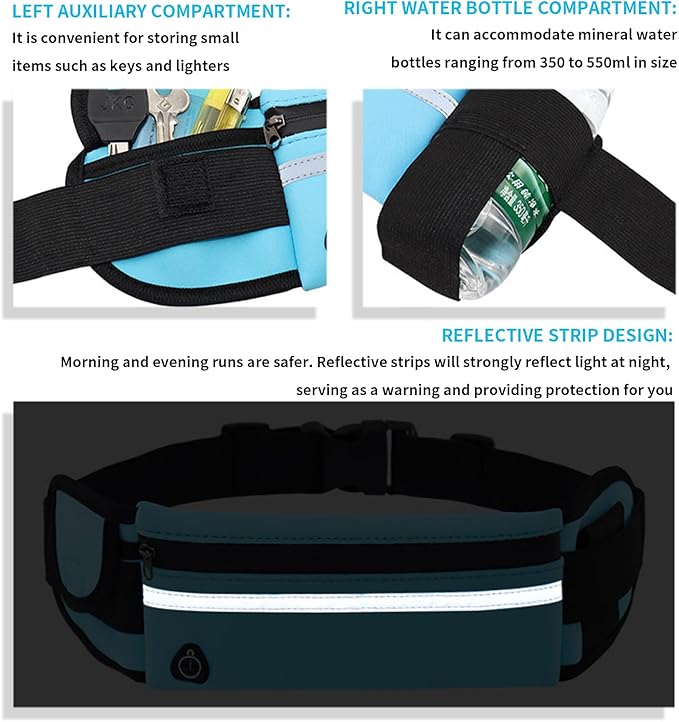 Anti-Theft Invisible Waist Bag, Lightweight Adjustable Waterproof & Anti-Theft Money Belt, Multifunctional with Water Bottle Strap, Secure Hidden Travel Wallet for Sports, Travel & Daily Use (#1)