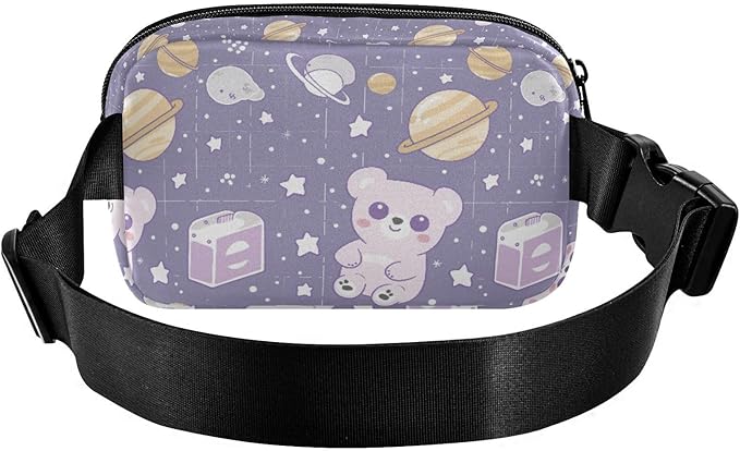 Kawaii Teddy Bear Universe Fanny Pack for Women Men Water Resistant Fashion Waist Packs with Adjustable Strap Belt Bag for Travel Workout Jogging Hiking 21219111