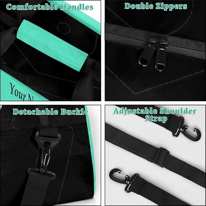 Custom Name Baseball Theme Boys Gym Travel Duffle Bag with Front Zipper Pocket Personalized Sports Bag for Overnight, Weekender, Carry On,18.9 * 8.7 * 10.6 in