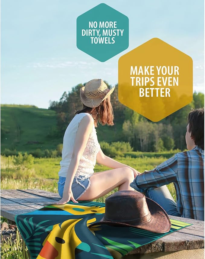 VENTURE 4TH Microfiber Beach Towel: Quick-Dry, Compact, Sand-Free, Absorbent, Sandproof and Lightweight - Perfect for Camping, Beach, and Roadtrips (Turquoise Turtle Design | 35x78 inches)