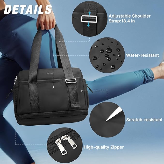 G4Free 10L Mini Gym Bag, Lightweight Small Duffle Bag with Wet Pocket for Women Men, Cute Duffel Bag for Workout Dance Yoga Travel, Black