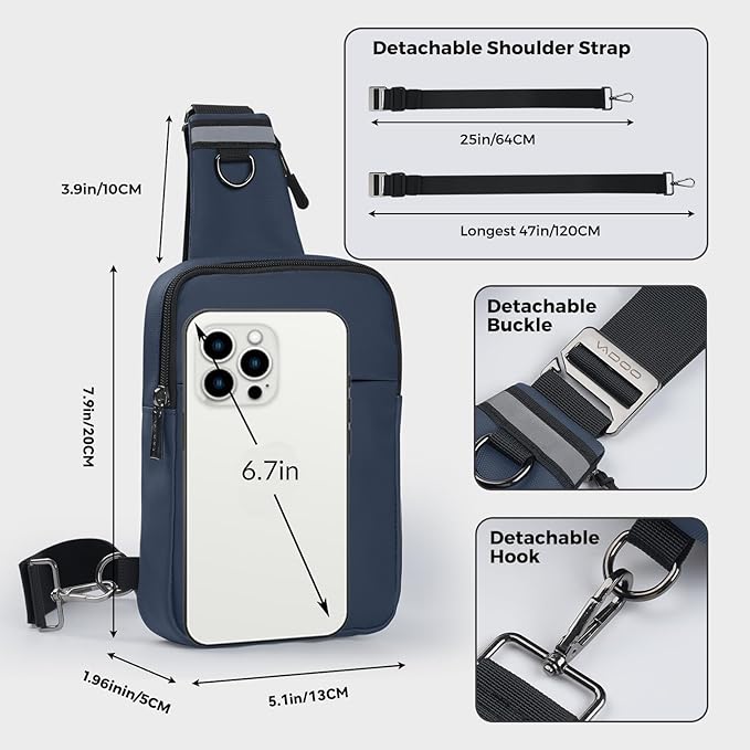VADOO Crossbody Bags for Women, Small Sling Bag for Men Multi Pocket Chest Bag with RFID Blocking &Waterproof for Travel Gym