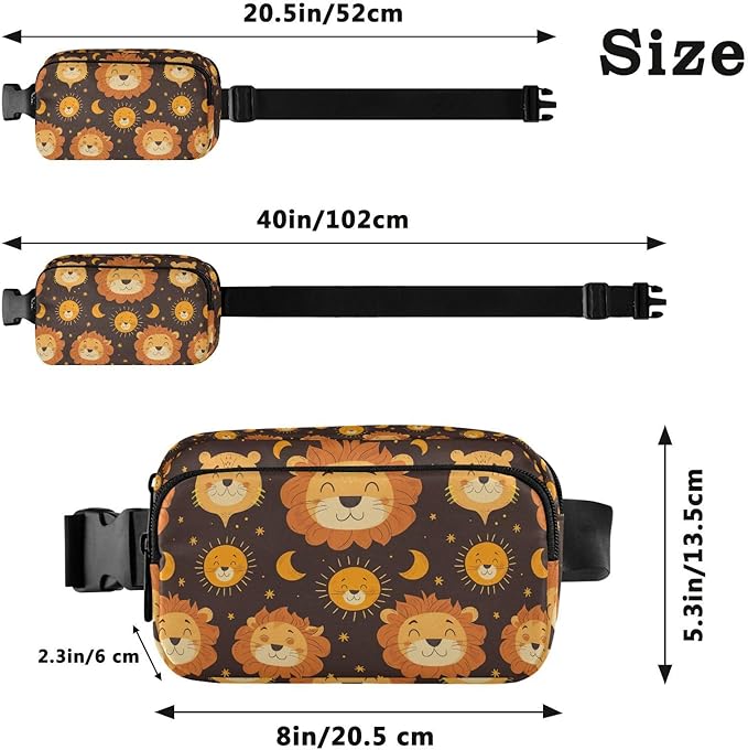 Cute Lion Face Fanny Pack for Women Men Water Resistant Fashion Waist Packs with Adjustable Strap Belt Bag for Travel Workout Jogging Hiking 21219982