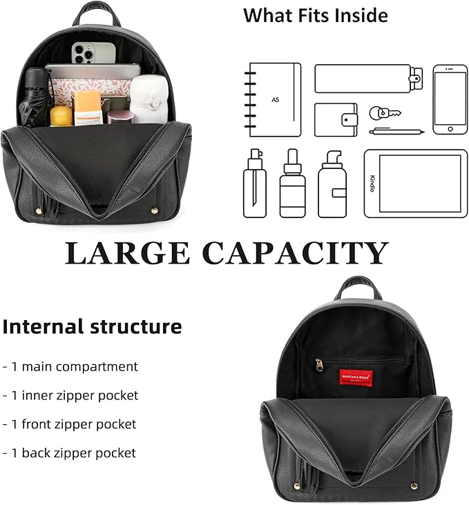 Montana West Medium Backpack Purse for Women Anti Theft Backpack with Secured Zipper & Tassel