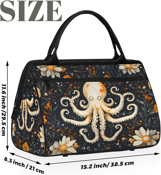 Octopus Theme Overnight Weekender Bag for Women Men Travel Duffel Bags Waterproof Luggage Carry on Sports Yoga Gym Bag