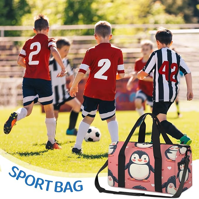 Cute Funny Penguins Travel Duffle Bag for Women Men, Overnight Weekender Bag, Carry on Tote for Sport Gym