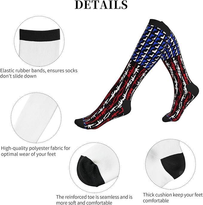 Compression Socks Knee High Circulation Support Socks For Women Men Athletic Running Work Hiking Cycling Travel