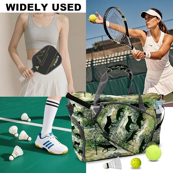 Wild Wolf Green Gym Bag for Women & Tennis Bag, Large Sports Duffel Bag Waterproof with Ventilated Shoe Compartment & Front Racket Sleeve, Lightweight Travel Weekender Overnight Bag