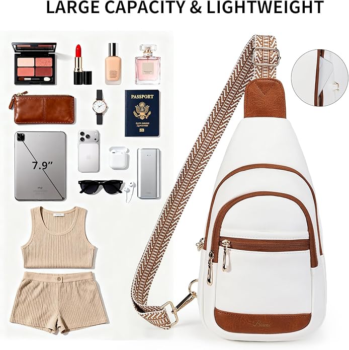 Crossbody Purses Bags for Women Travel, Anti Theft RFID Blocking Sling Chest Bag, Small Vegan Leather Purse for Casual