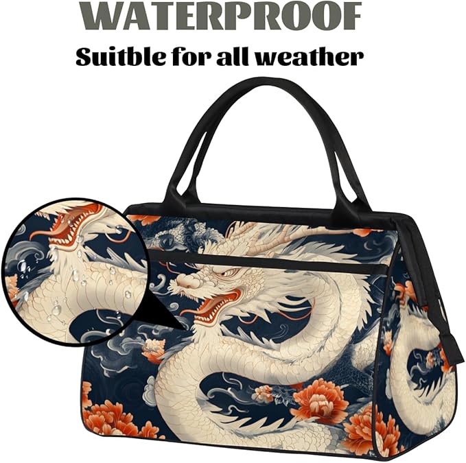Asia Dragon Overnight Weekender Bag for Women Men Travel Duffel Bags Waterproof Luggage Carry on Sports Yoga Gym Bag