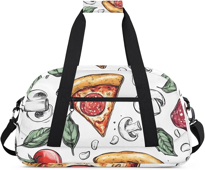 Fresh Sausage Pizza Kids-Duffel-Bags Gymnastics Dance Bag Carry-On Overnight Travel Gym Lightweight Dance Sports Bags For Girls Boys Kids，