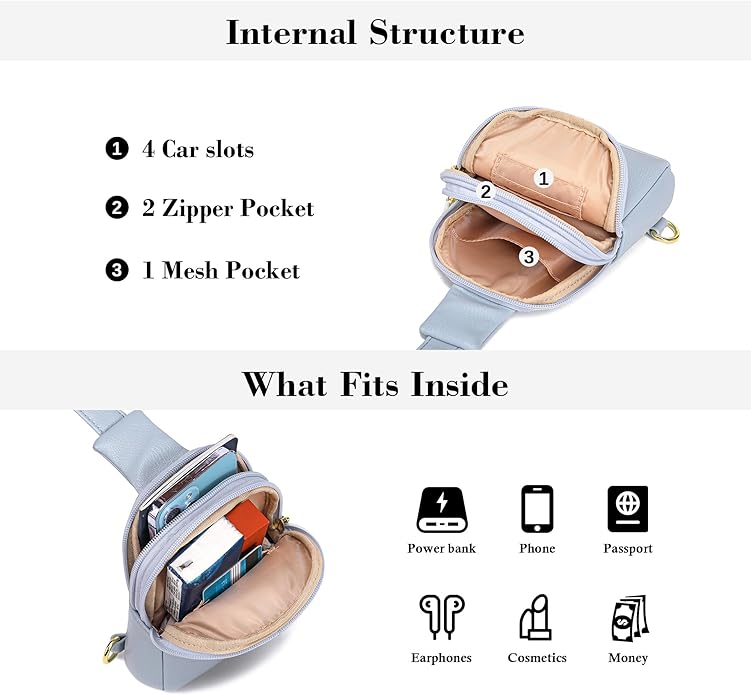 INICAT Small Sling Bag for Women Everyday & Travel Crossbody Bags Lightweight Cross Body Purses Vegan Leather