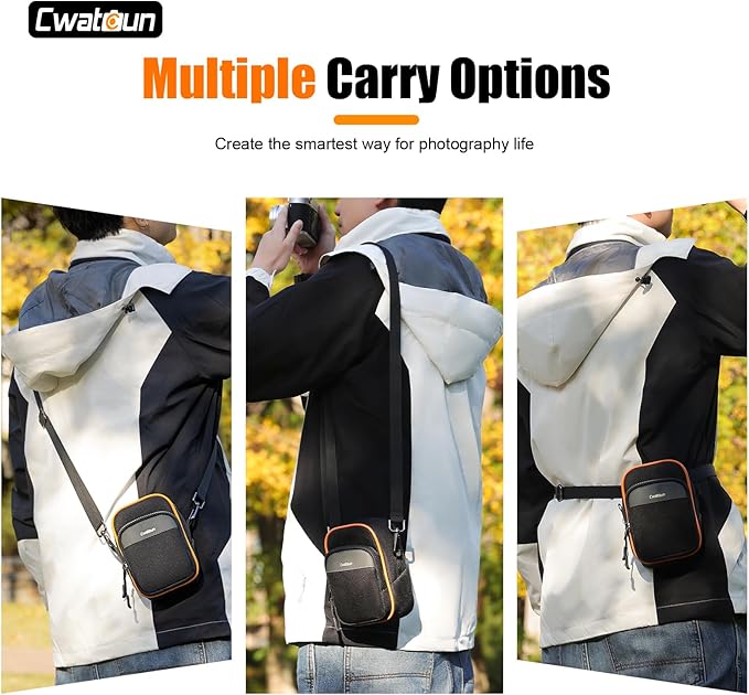 Cwatcun Mini Digital Compact Camera Sling Bag，Portable Protective Small Crossbody Camera Case Lightweight Photography Camera waist bag for Canon Nikon Sony Fuji Digital Camera