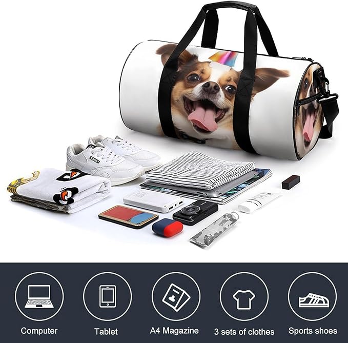 Sports Gym Bag for Women Men Travel Duffel Bag Tote Weekender Bag Funny Dog Carry on Overnight Bag for Travel Swimming Fitness Workout Sports Duffle Bag
