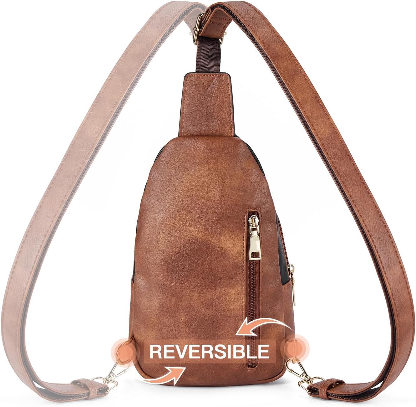 Telena Small Sling Bag for Women Leather Crossbody Fanny Packs Chest Bag for Women