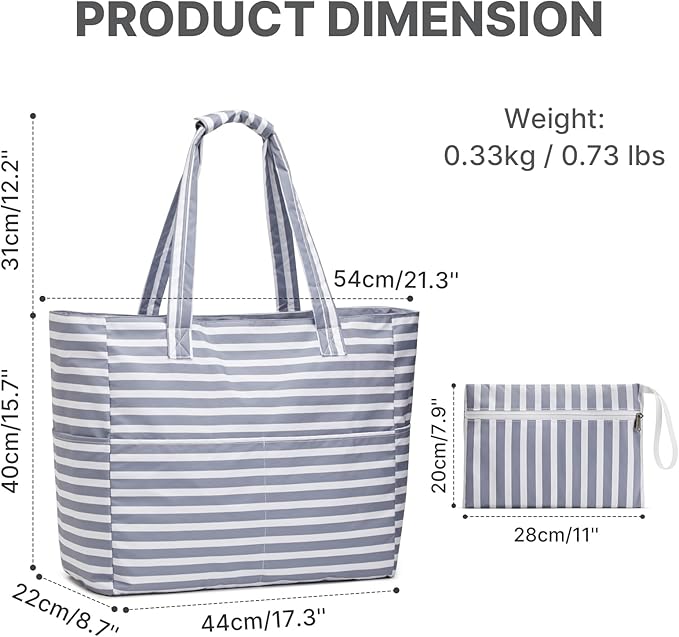 G4Free XL Beach Bag Waterproof Sandproof, Large Foldable Beach Tote with Zipper for Women, Pool Travel Swim Grocery Tote Bag