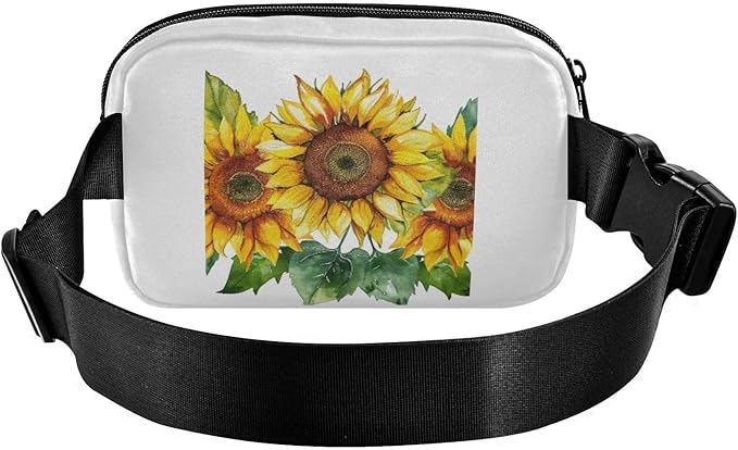 Sunflower Green Leaves Fanny Pack for Women Men Water Resistant Fashion Waist Packs with Adjustable Strap Belt Bag for Travel Workout Jogging Hiking 21218814