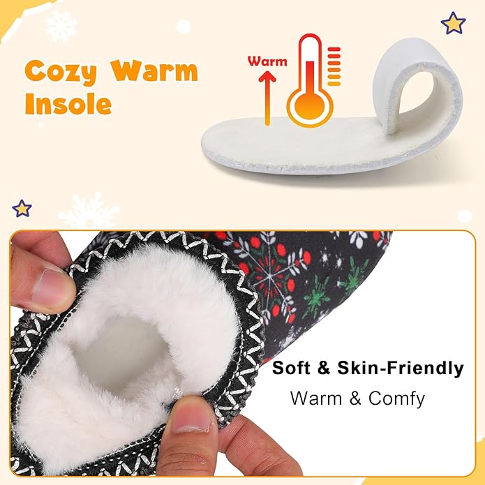 LeIsfIt Toddler Slippers Boys Girls Cozy Warm House Shoes Kids Non-slip Winter Slipper Booties Slip on Plush Lining Sock Slippers