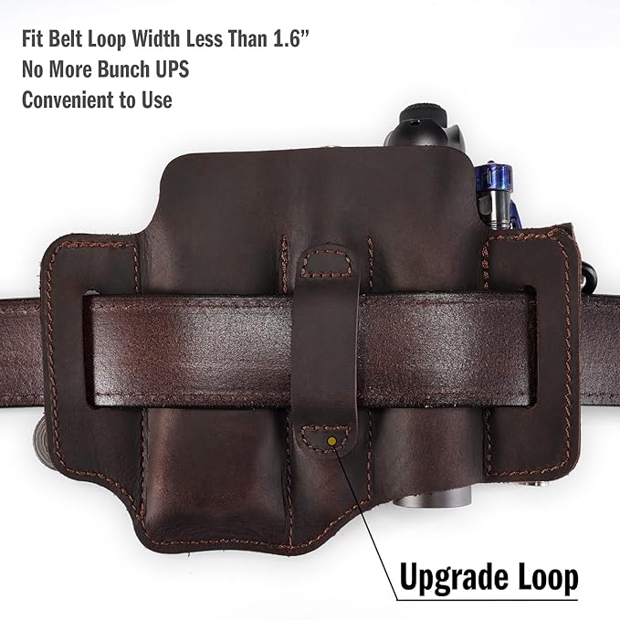 ST1 Leather Multitool Sheath - EDC Belt Organizer for Leatherman Tools, Flashlight, Pen, and Keychain Clip, Durable and Stylish, Great for Work and Daily Use, Ideal Gift for Men