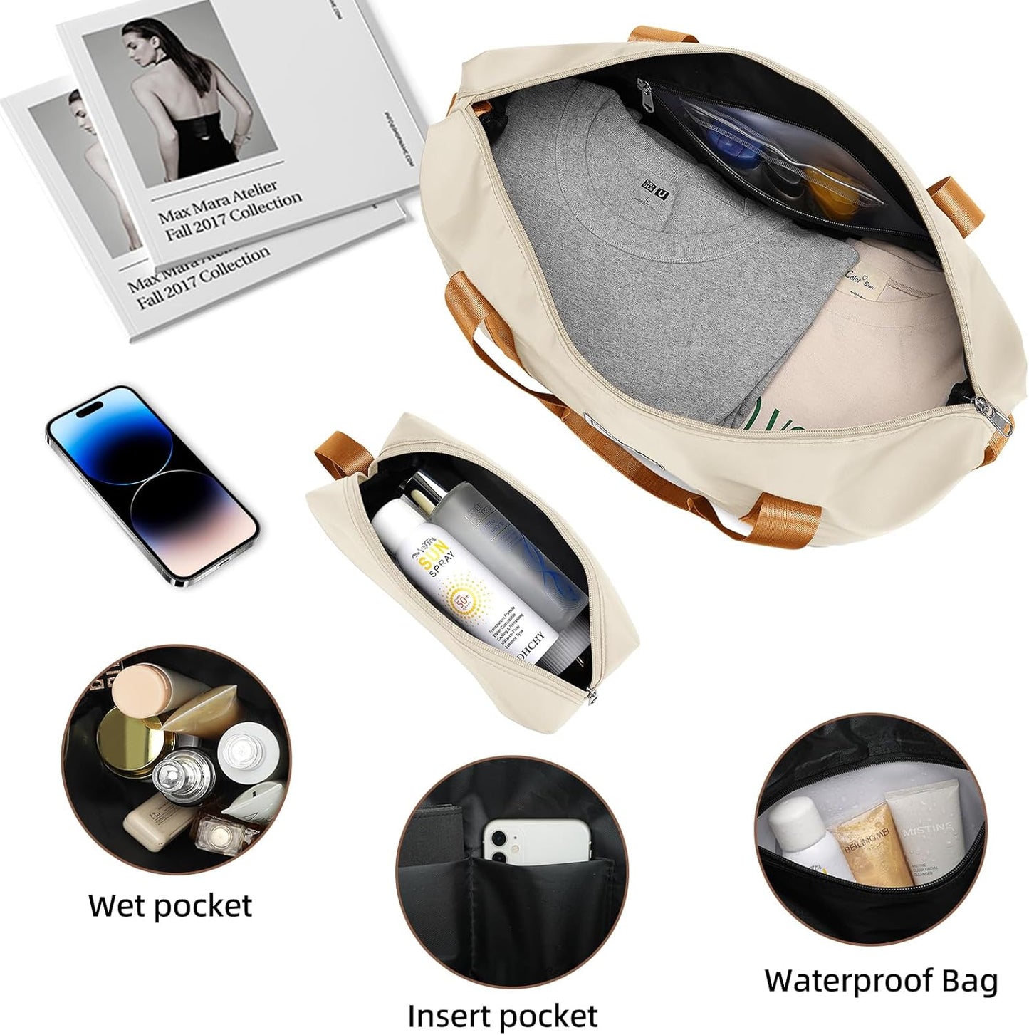 LARVENDER Luggage Sets 5 Piece Hardside Expandable Suitcase with Wheels Lock,Hardside Lightweight Rolling Suitcase for Women and Men,Cream