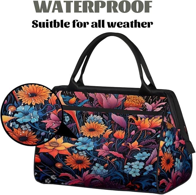 Rustic Flower Overnight Weekender Bag for Women Men Travel Duffel Bags Waterproof Luggage Carry on Sports Yoga Gym Bag