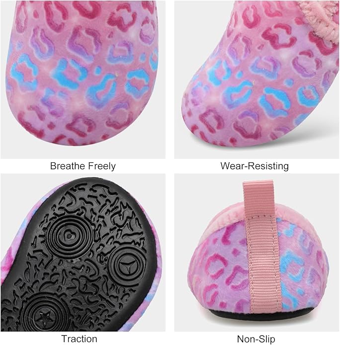XIHALOOK Toddler Boys Girls House Slippers with Microfleece Lining Cozy Household Shoes Non-slip for Kids