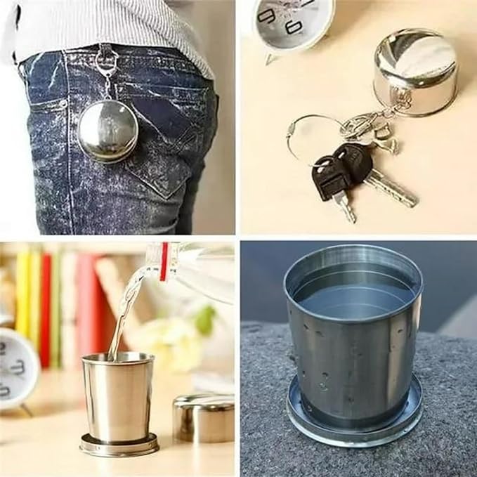 Collapsing Cup, Stainless Steel Folding Cup, for Travel, Portable Retractable Telescopic Collapsible