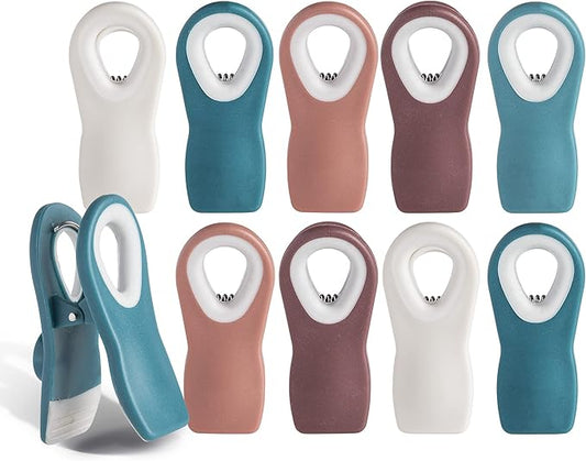 COOK WITH COLOR Bag Clips with Magnet- Food Clips, Chip, Bag for Food Storage with Airtight Seal Grip for Bread, Snack and Food Bags (Teal and Mauve, Pack of 10)