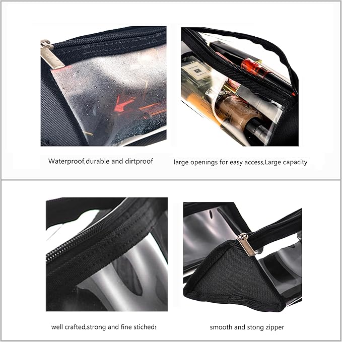 TSA Approved Clear Travel Toiletry Bag for Women & Men 3-1-1 Liquids Carry On Black Makeup Bag Small 2 Packs Water resistant Travel Organizer
