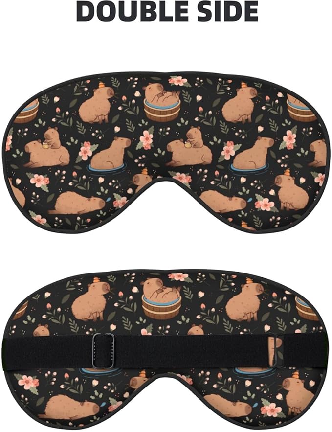 Capybaras Sleep Mask Breathable Soft Eye Mask for Sleep for Women Men Lightweight Eye Cover for Travel, Night Work, Nap, Office