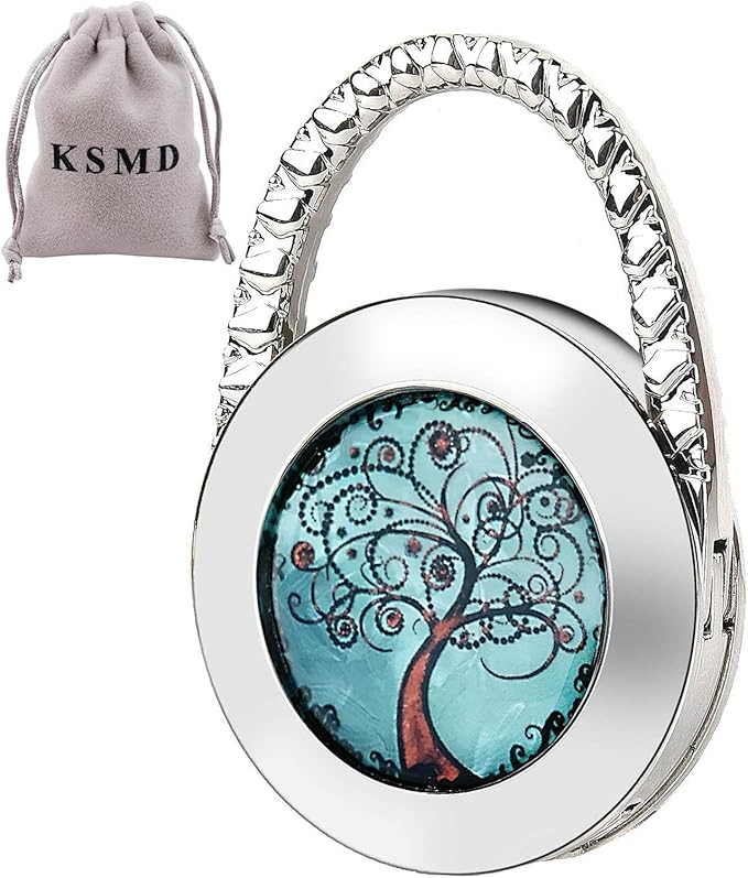 KSMD Purse Hooks for Table and Bars, Portable Purse Hanger Organizers - Foldable Folding Table Hook Hanger (Tree of Life)