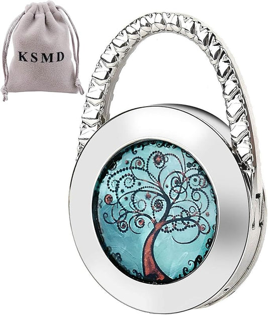 KSMD Purse Hooks for Table and Bars, Portable Purse Hanger Organizers - Foldable Folding Table Hook Hanger (Tree of Life)