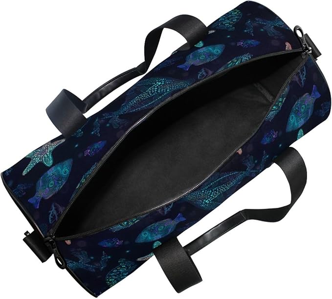 MNSRUU Sports Duffel Bags, Fluorescent Starfish Athletic Gym Bag Overnight Workout Travel Tote Luggage for Men Women Yoga