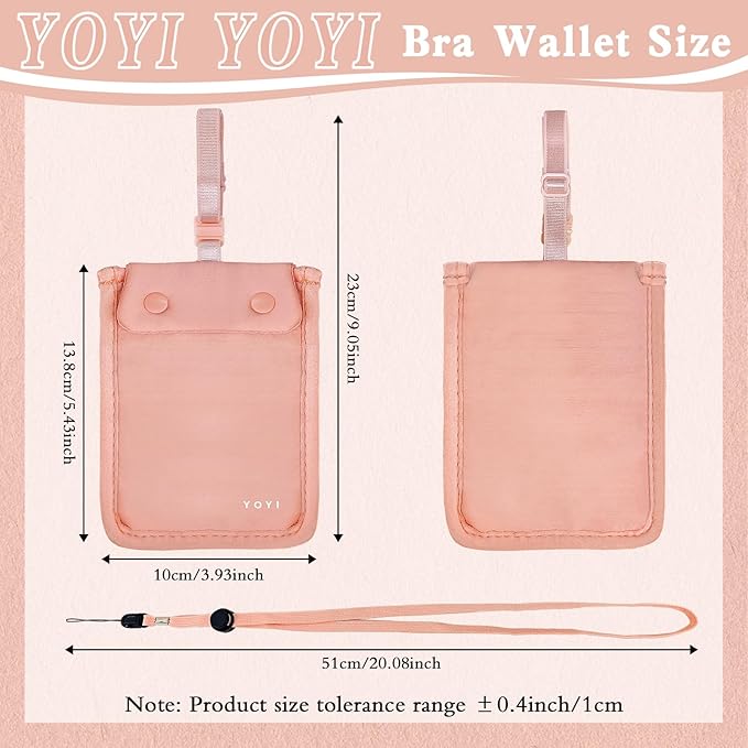 YOYI YOYI Bra Wallet with Hidden Money Pouch & Secret Stash Pocket, Includes Neck Strap, RFID Fabric for Secure Storage of Cash, Cards, & Valuables - Ideal for Travel & Daily Use