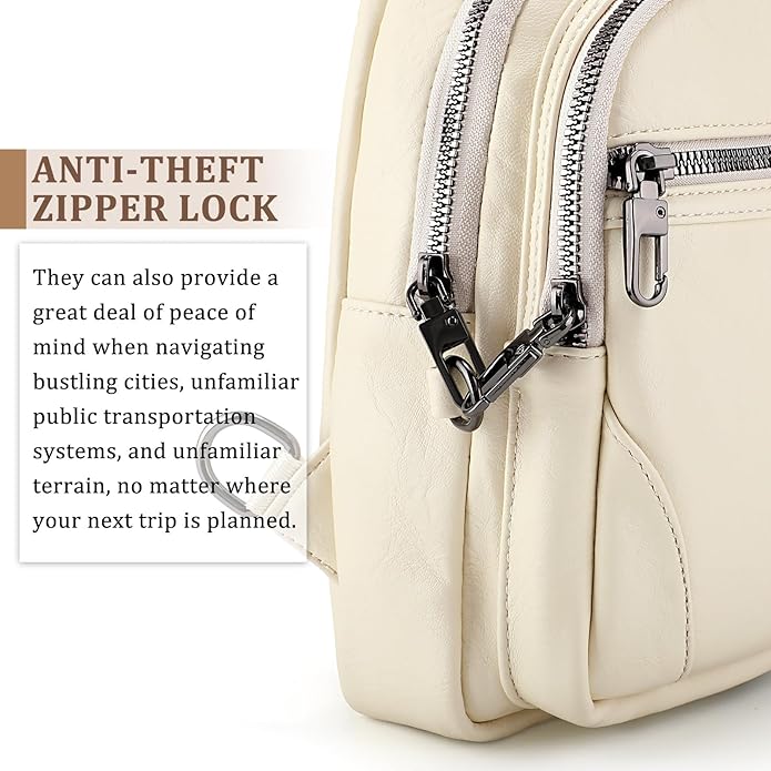 JASGOOD Anti Theft Crossbody Travel Bag for Women Men PU Leather Sling Bag with Adjustable Strap