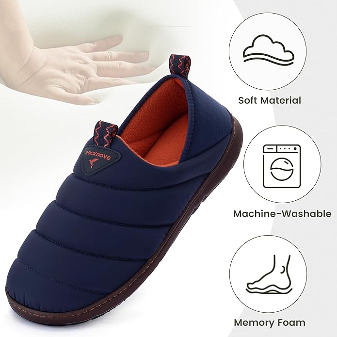 RockDove Men's Pufflite Two-Tone Quilted Loafer Slipper with Indoor/Outdoor Sole