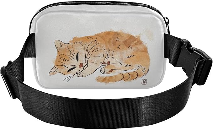 Sleeping Cat Fanny Pack for Women Men Water Resistant Fashion Waist Packs with Adjustable Strap Belt Bag for Travel Workout Jogging Hiking 21218703