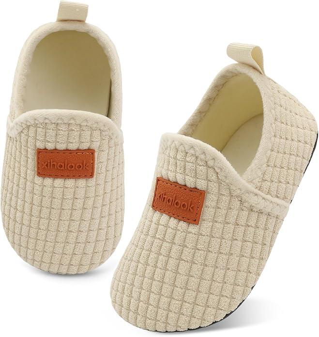 XIHALOOK Toddler Boys Girls House Slippers with Microfleece Lining Cozy Household Shoes Non-slip for Kids
